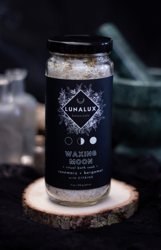 WAXING MOON Ritual Bath Soak - Rosemary & Bergamot – Lunalux Botanicals